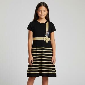 Girl's LOL Surprise Black Sweater Dress with Gold Stripes Bow Size L (10/12)